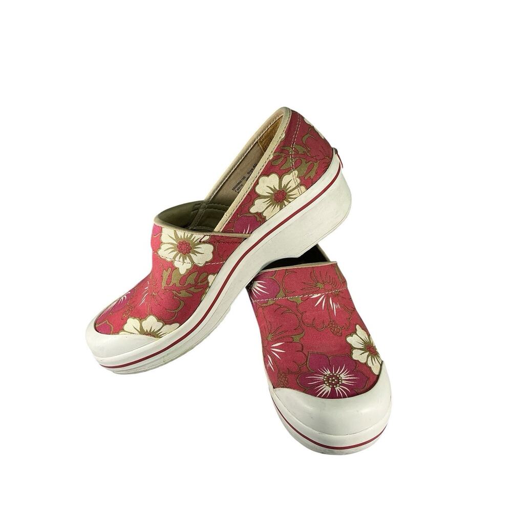 Dansko "Volley" Vegan Red Tropical Canvas Clogs Euro size 40 US size 9